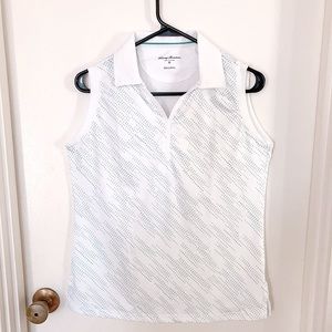 Tommy Armour Sleeveless Golf Polo Shirt White Blue